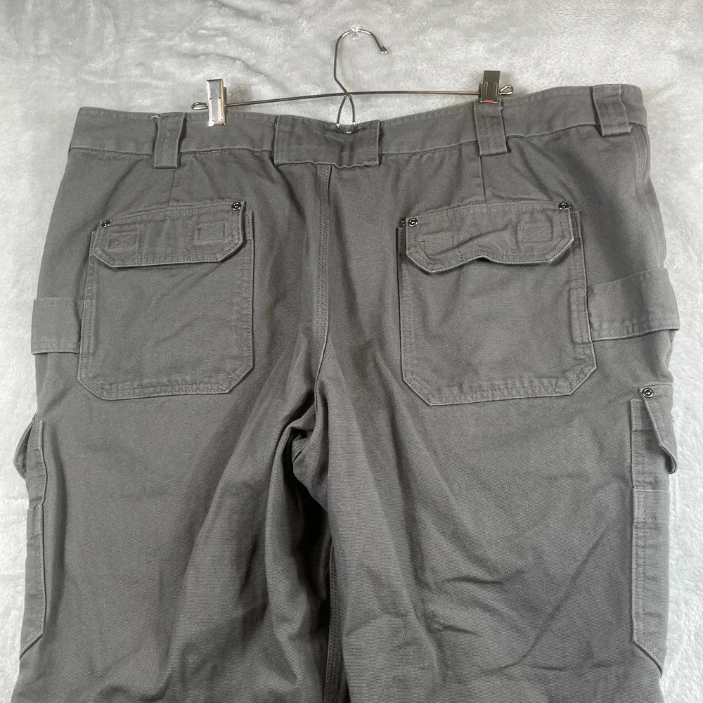 Duluth Trading Heavy Canvas Cargo Pants Mens 46x30 Gray Relaxed Fit Work -- 2